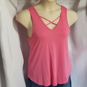 Wishful Park. Pink; V Neckline w/Lattice; Sleeveless; Tank Top. Size M  NWT